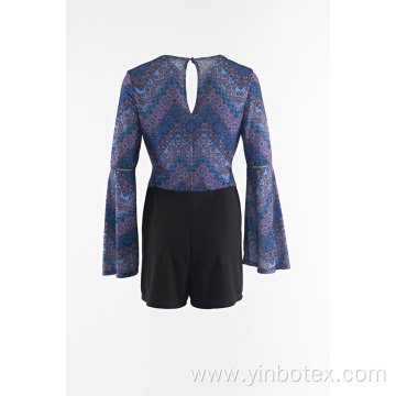 Print jumper with long mandarin sleeve